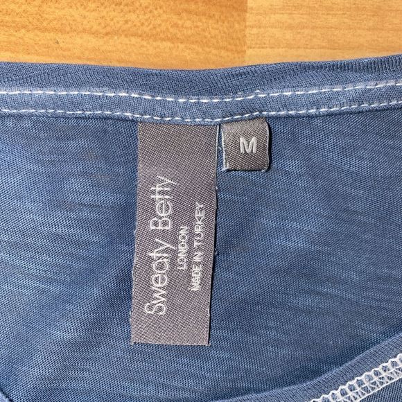 SWEATY BETTY Refresh T-shirt Top Women's Medium V-Neck Short Sleeve Blue - Picture 9 of 12